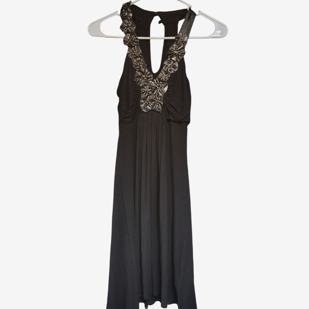 Black Dress with Embellished Neckline